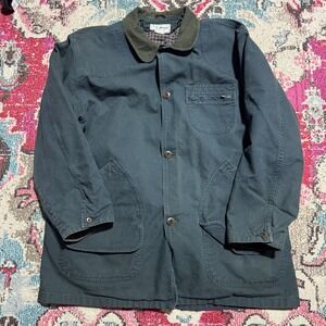 LL Bean Vintage Mens Field Working Chore Coat Jacket Green Flannel  XXL Tall
